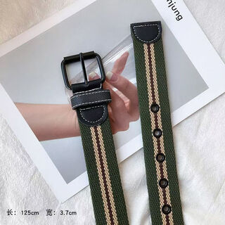 Naoiskey naoski punch-free canvas belt unisex porous casual workwear retro belt student military training jeans belt military green thickened upgraded model 119*3.8 suitable for 80-180 jin jin is equal to within 0.5 kg