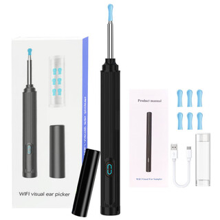 Shantou lincun 3.0mm wireless smart ear pick cross-border usb charging hd visual ear pick ear canal cleaning tool black standard