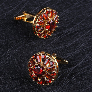 Lieshang autumn new gold crimson crystal cufflinks french shirt cuffs men's fashion business gift box gold_crimson crystal_awesome cufflinks