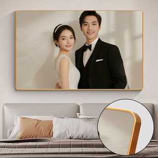 Fantasy wedding photo frame hanging on the wall, custom-sized enlarged photo made into a borderless wall, bedside, family portrait, luxury gold, art matte, 48 inches, 120x75cm, free display table