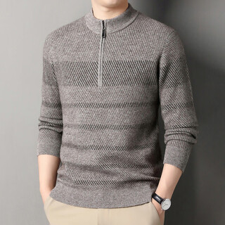 Deer king optim cashmere sweater men's sweater 2025 winter thickened warm sweater 100 pure cashmere middle-aged half turtleneck base gray coffee m 165 recommended weight 100-120jin jin is equal to 0.5 kg