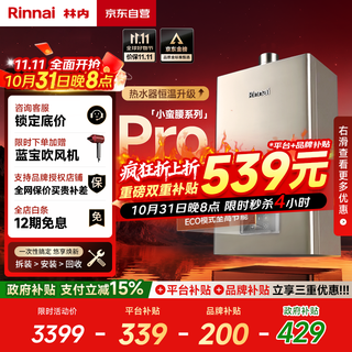 Rinnai xiaomanyao pro 13 liters of natural gas water heater, 15% national subsidy, constant temperature and low water pressure start, eco energy saving 13gd32 (jsq26-gd32)