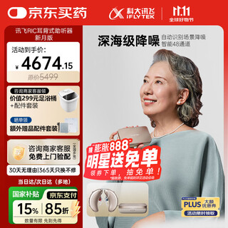 Iflytek ric behind-the-ear hearing aid for the elderly with severe hearing loss, special behind-the-ear invisible noise reduction, crescent version binaural
