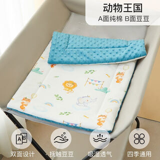 朵精灵尿布台棉垫宝宝护理台软垫可拆洗新生儿小褥子婴儿抚触台躺垫冬季 【双面可用 尿布台垫子】动物王 55*100cm(婴儿床)