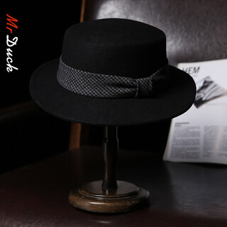 Mr duck light luxury and elegant houndstooth original flat hat autumn and winter wool hepburn style fashionable top hat for women