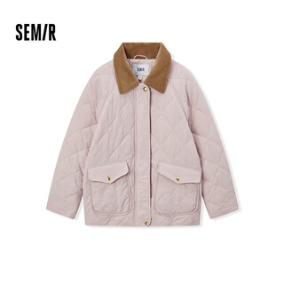 Semir women's winter mid-length lightweight loose spliced corduroy lapel raglan sleeves cotton coat 101724112007