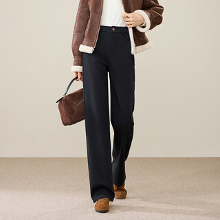 Ese-y velvet straight jeans for women 2025 winter new loose narrow wide-leg pants black 30