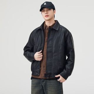 hawit痞帅机车皮衣男美式复古皮衣外套2025秋冬PU皮夹克机车服茄克衫 黑色 M