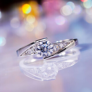 Pt950 platinum cross-arm starry moissanite ring, simulated diamond ring, simple and elegant, proposal gift for girlfriend, female d-e/extremely white 50 points lc/flawless under the mirror no. 8