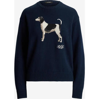 Lauren ralph lauren women's sweater warm and soft fall and winter daily knitted retro navy one size |