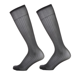 Long night japanese wide striped coffee men's business formal stockings mid-length nylon suit socks black