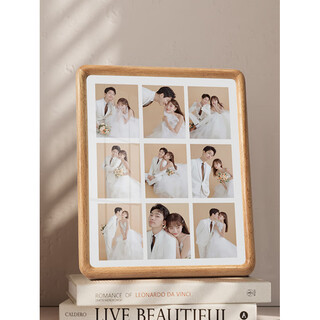 Solid wood photo frame setting, customized wedding photo frame, wedding photos, family photos, washed photos and made into photo frames, classic nine-square grid-beech a4