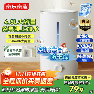 京东京造加湿器空气净化器一体 卧室家用办公室桌面 4.5L大容量 小型立式低噪 迷你雾化器 银离子材料