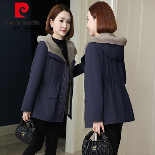 Pierre cardin parka women's coat 2025 winter new style detachable mink liner full mink hat mother fur coat mid-length blue mink liner rabbit fur sleeves m 90-110jin jin equals 0.5 kg