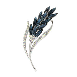 Violet (violet) blue wheat brooch for women, exquisite temperament corsage, niche design, anti-exposure brooch, white gold
