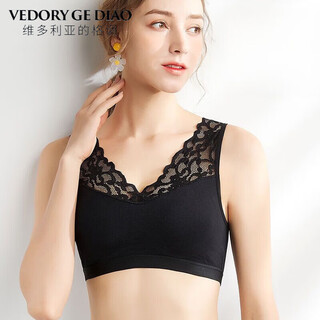 Victoria's style pure cotton one-piece breast pad beautiful back bra push-up no rims sleep sports bra women's lace sexy chest wrap vest pure cotton skin-friendly single piece - black m recommended 90-105jin jin equals 0.5 kg