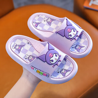 Mai chao shang children's slippers cartoon cute summer home indoor sandals kuromi girls non-slip parent-child slippers 2808 model ** kuromi purple size 32-33 inner length 20.5cm