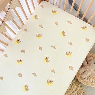Sleep beibi baby fitted sheet pure cotton a-type spliced bed sheet mattress cover customizable cotton children's baby bed moon dragon cotton baby sheet 220*120cm