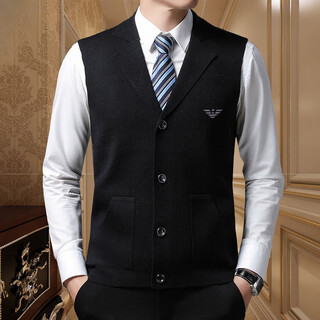 Armani exchange armani autumn and winter suit collar cardigan knitted vest men's warm cashmere vest vest black jb-2028 suit collar knitted vest s 165/ (100-120)jin jin is equal to 0.5 kg