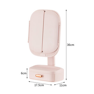 Led makeup mirror with light desktop girlish heart filling bedroom dormitory desktop light luxury high-end dressing table mirror flip cover dustproof + side magnifying glass cherry blossom pink (three-color light)