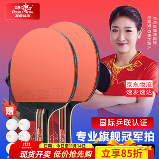 Pisces table tennis racket flagship version competition horizontal pen-hold double-sided anti-adhesive arc combined with fast attack professional table tennis racket competition championship version 2 horizontal pen-hold shots plus ball + bag deluxe set racket + bag + ball
