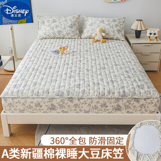 Disney (disney) pure cotton summer skirt bed sheet three-piece set cotton bedspread baby type a bed cover mattress dust cover 2024 new loli breathable and comfortable skin-friendly naked sleeping three-piece set pillowcase 1 pair 150cm*200cm