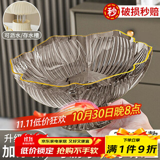 集刻轻奢水果盘客厅家用茶几果盘高档2025新款精致沥水糖果盘果篮典韦 典雅灰 【可放8~12个苹果】 1套