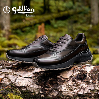 Goldlion men's shoes 25th autumn new style comfortable cushioning color rubbing technology business casual leather shoes g563530754cca brown 41