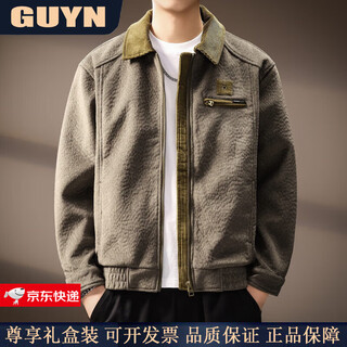 Guyn high-end brand men's american retro corduroy jacket men's 2025 autumn lapel loose casual jacket men's army green army green 2xl 185