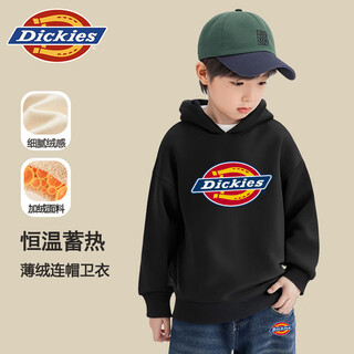 Dickies children's clothing children's velvet hooded sweatshirt 2025 new winter thickened thermal tops for small and medium-sized children, boys and girls winter clothing