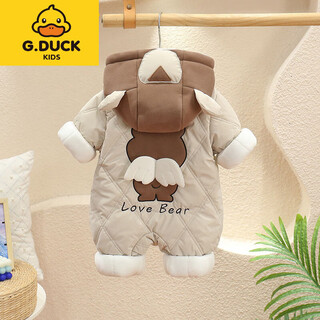 G.duck little yellow duck angel bear newborn infant winter male and female baby plus velvet thickened jumpsuit full moon crawler suit outer apricot 8191 little flying bear cotton one-piece 80cm 80 recommended 16-22jin jin equals 0.5 kg