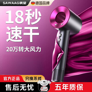 Sawang germany hair dryer home silent negative ions high power non-hazardous hair care hair dryer leafless hair dryer quick-drying hotel hair salon girlfriend wife portable style rose red five wind nozzle 3 billion negative ions chinese valentine's day gift