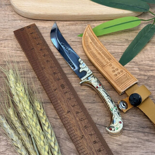 Xinjiang authentic yingjisha pure handmade knife and scimitar bearing steel copper handle exquisite small sharp static model 60 and above 8mm x 9cm x blue