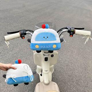 Electric bicycle baby anti-collision head protection pad for children, universal cartoon protective pad for baby's front and rear seats, bottle walking baby, police car anti-collision pad with straps (universal for thick and thin handles)