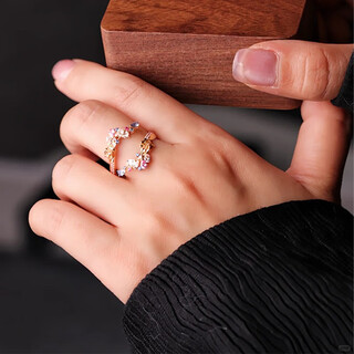 Guig old phoenix gold store new secret garden series romantic galaxy flower ring fully inlaid with 18k gold tanzanite romantic galaxy flower ring one opening adjustable