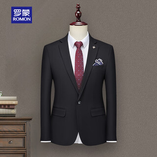 Romon suit suit men's two-piece high-end tailoring business slim professional formal wedding dress jacket black 2xl