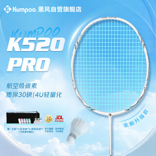薰风（KUMPOO）羽毛球拍熏风k520pro全碳素超轻初学者单拍月白-冰蓝色羽线