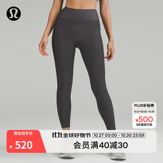 Lululemon丨fast and free women's sports high waist tights 24* brushed lw5fafa graphite gray s
