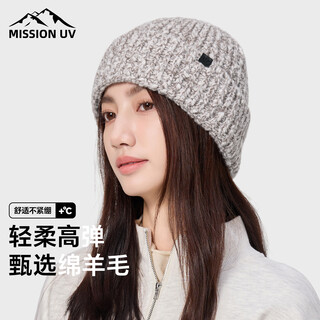 MISSION UV羊毛保暖毛线帽秋冬加厚针织帽冷帽冬帽户外护耳防寒帽子女冬季