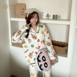 Gong die light and soft crayon shin-chan spring and autumn pajamas couple's wear long sleeve cartoon cute full print home clothes for men