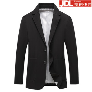 BOSS休闲西装外套男春秋季高端品牌磨毛男士西服单件上衣单西免烫 黑色 M 170