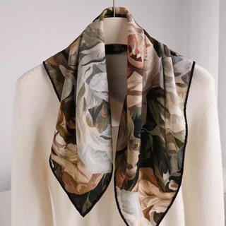 Rose story autumn and winter heavy new product women's light luxury versatile wool silk scarf oil painting velvet scarf gift box rose story 65cm*65cm