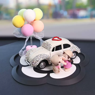 Yusenyi car interior accessories for women, high-end atmospheric creative personality perfume, high-end and beautiful car interior accessories collection, standing couple - love diamond car - macaron swing balloon - flower-shaped cushion