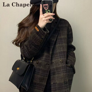 拉夏贝尔（La Chapelle）春秋格子设计感外套女2025秋冬新款时尚小个子高级感轻奢外套潮 格子 常规 L 105-120斤