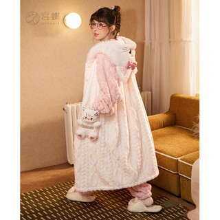 Gongdie thermal storage type mikko autumn and winter coral velvet pajamas for women, warm, cute and sweet home clothes for girls