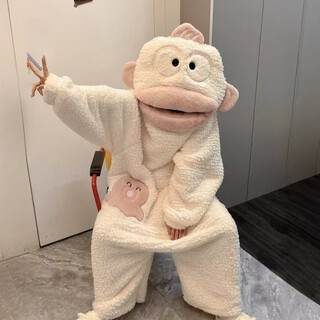 Jipindi clownfish pajamas nightgown clownfish funny cute pajamas one-piece home clothes women's winter coral velvet cartoon pink and white clownfish one-piece m-80-120jin jin is equal to 0.5 kg