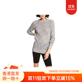 Michael korsfw22 solid color hollow round neck pullover long-sleeved sweater for women gray gray xxs