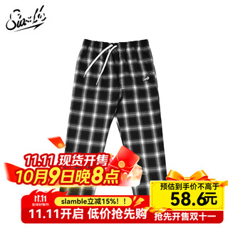 Slamble spring new black and white plaid straight sweatpants for men and women, trendy loose and versatile casual sports trousers, black and white plaid l