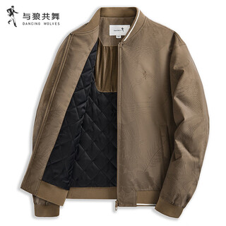 Tanzt mit wölfen, verdickte, gepolsterte und thermische graphen-warmjacke mit dunklem muster und vollem druck, baseballkragen, für herren, 701 khaki, xl