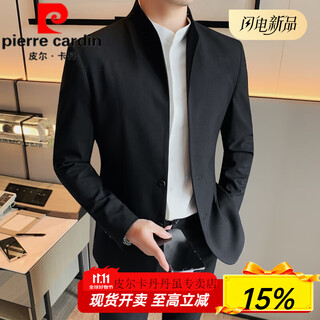 Pierre cardin (pierre cardin) new chinese tunic high-end jacket men's korean style casual stand collar suit 2025 new improved spring top black xl 125-135jin jin is equal to about 0.5 kg